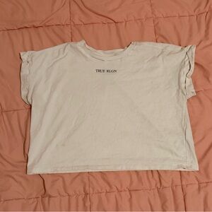 True Religion Off-White Tee crop top